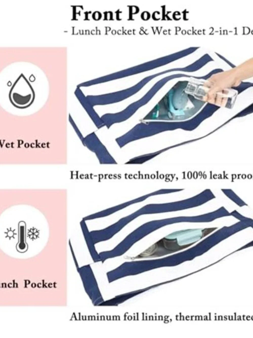 Beach Bag Large Canvas for Women, Beach Bags Waterproof Sandproof with Zipper